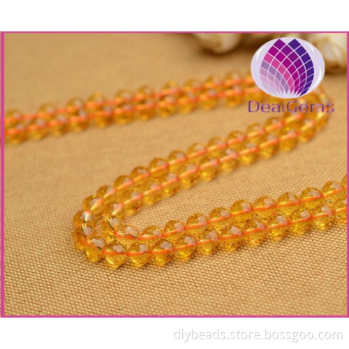 High quality yellow facetedd 6mm citrine round beads gemstone beads for jewelry